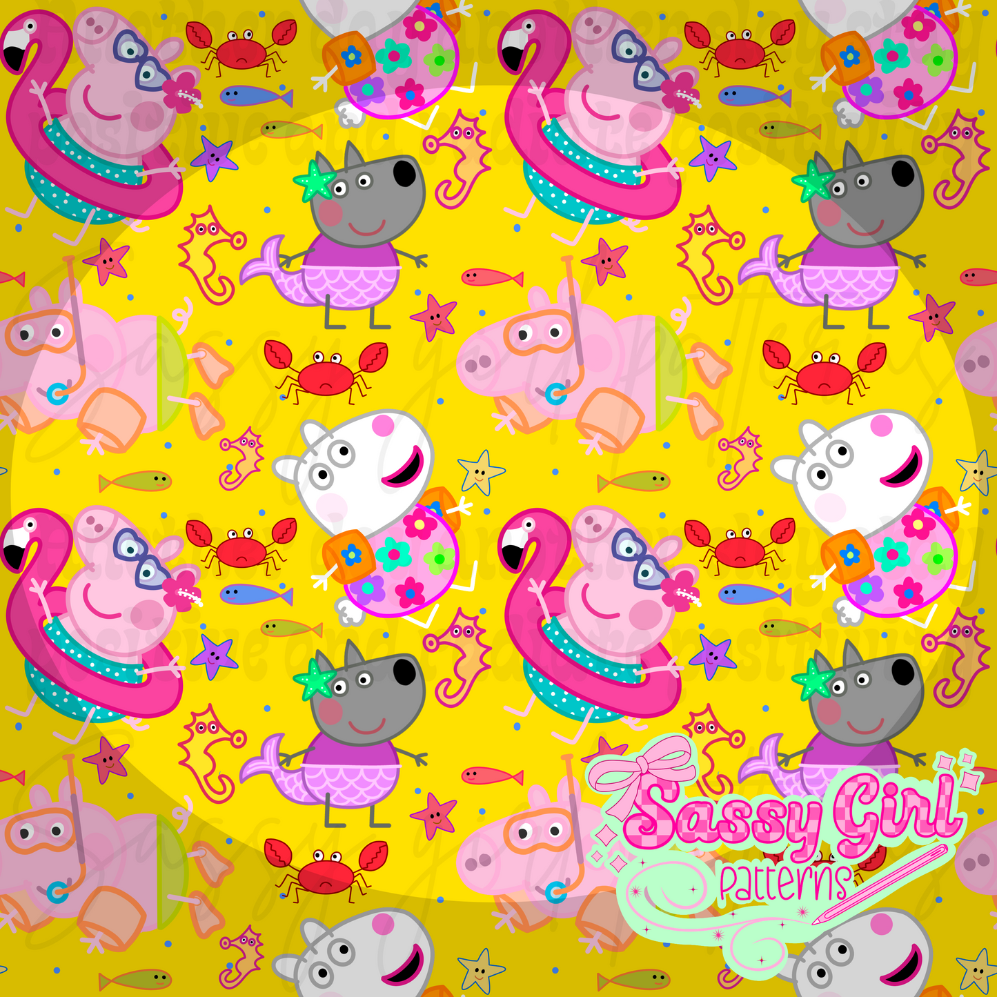 Pink pig beach party