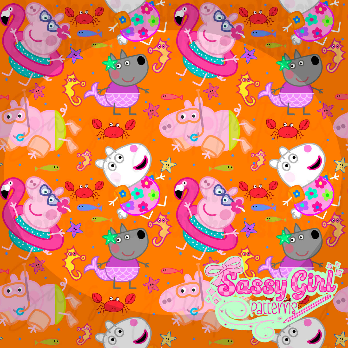 Pink pig beach party