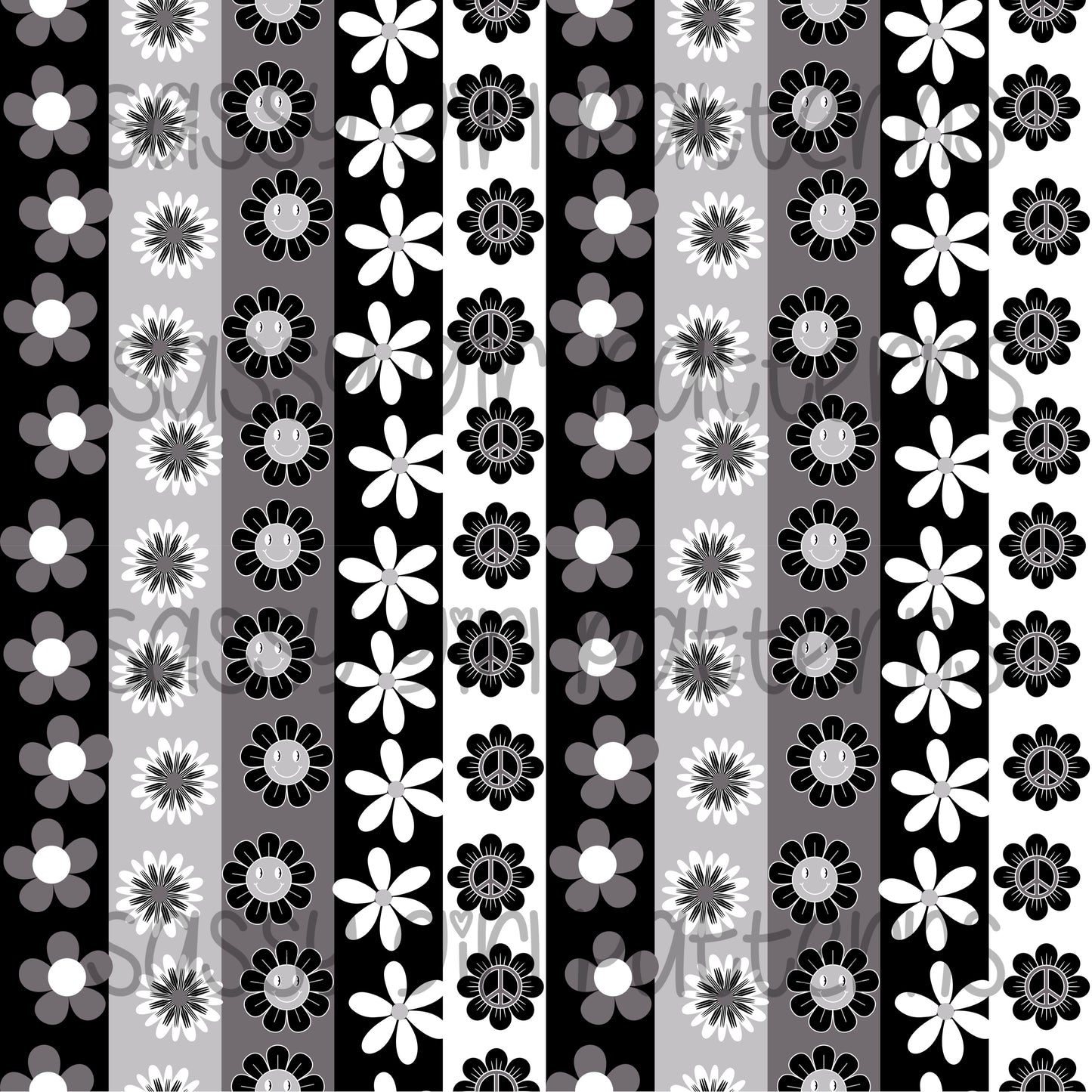 Black and white flower stripes