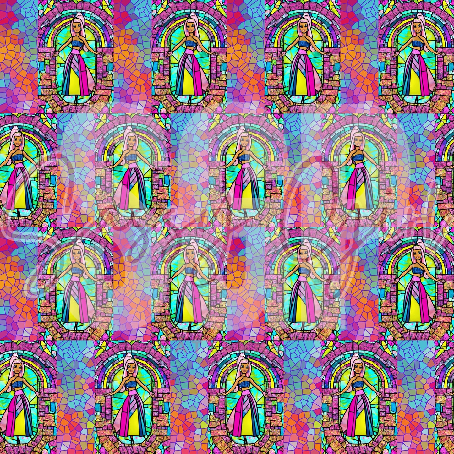 Plastic doll stained glass