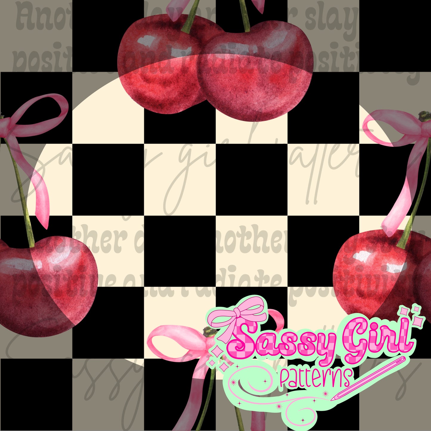 Checkered cherry bow