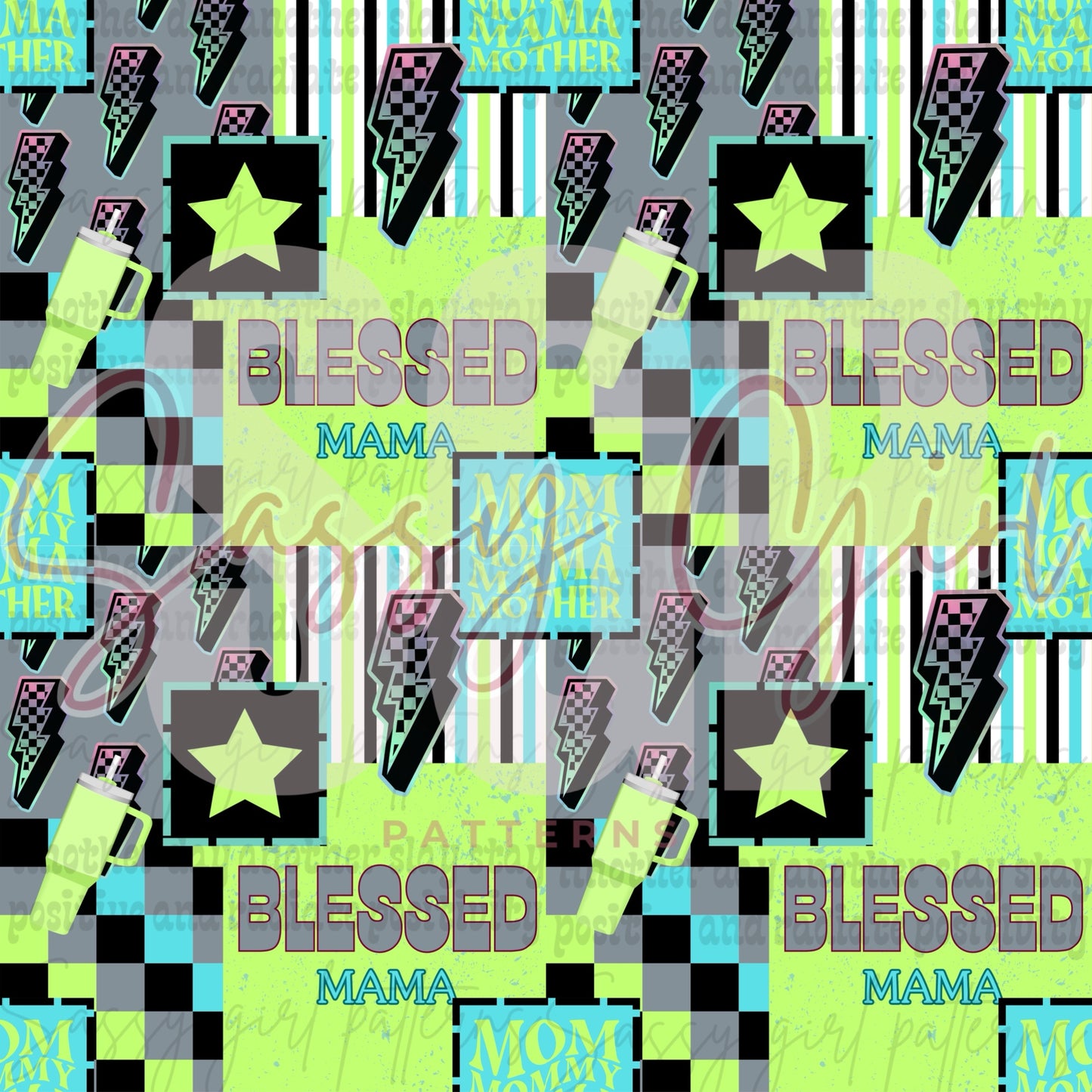 Blessed mama lighting bolt