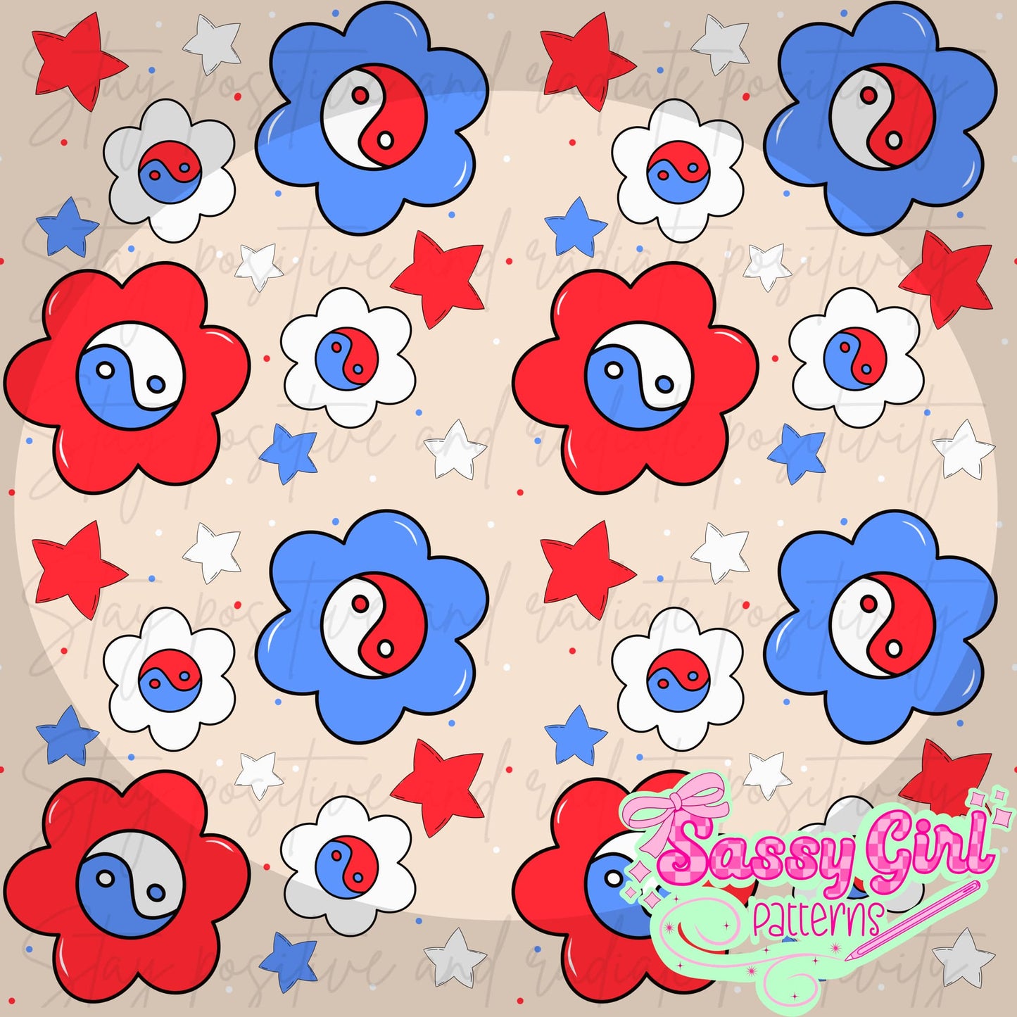 RWB yin yang flowers