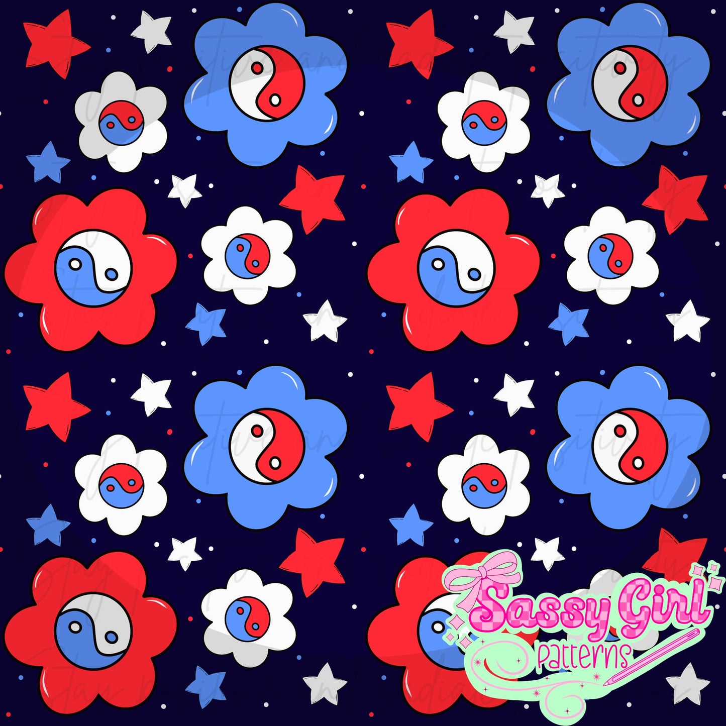 RWB yin yang flowers dark