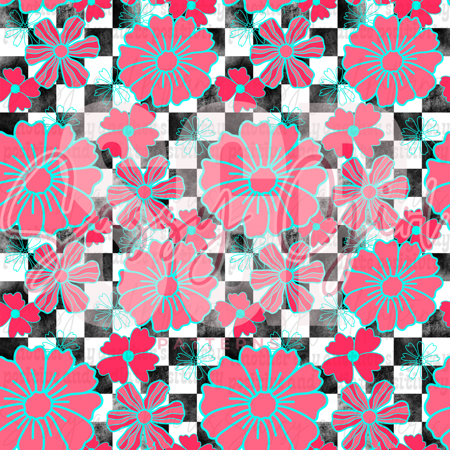 Checkered teal flower