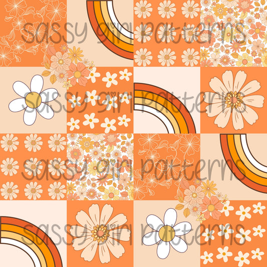 Orange boho flower patchwork