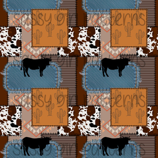 Denim cow patchwork