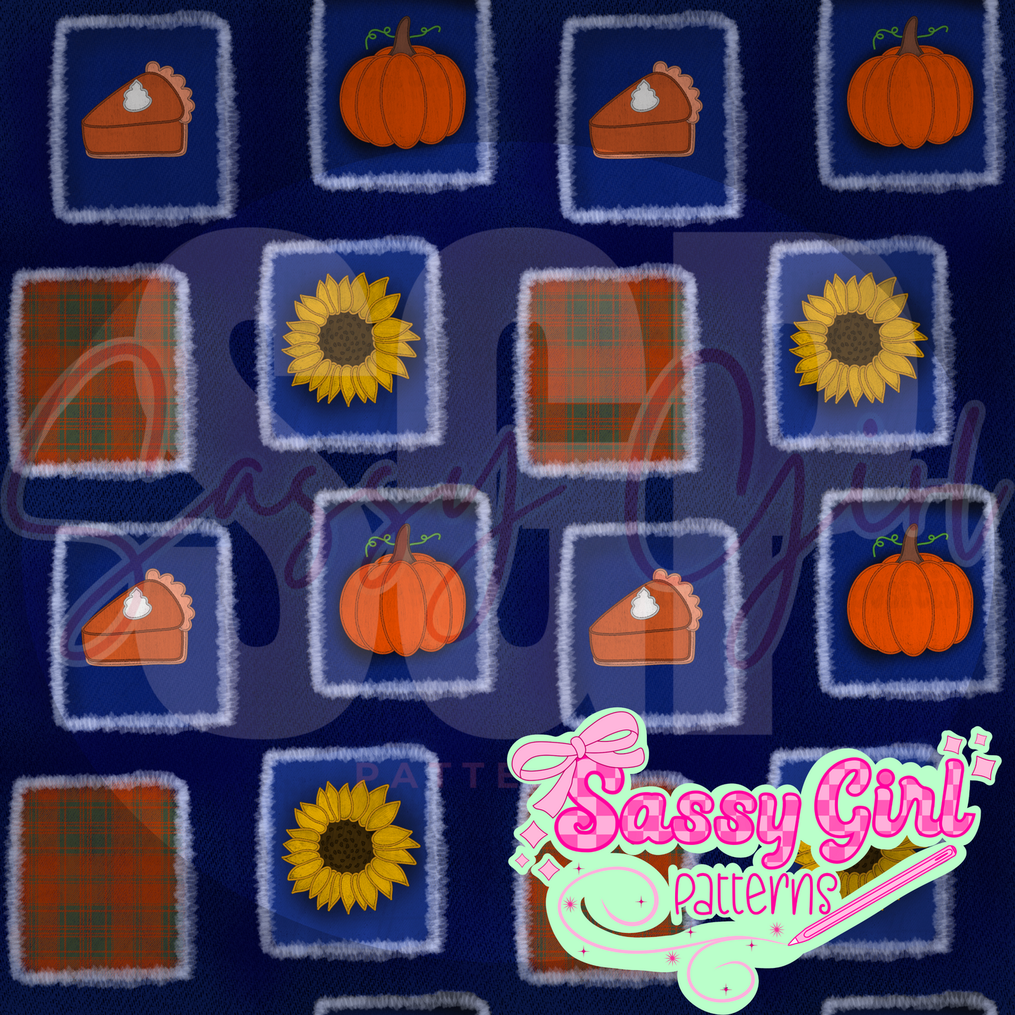 Denim fall embroidery