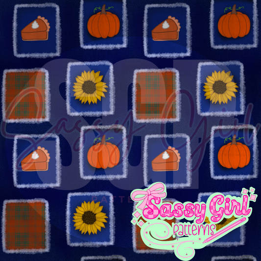 Denim fall embroidery