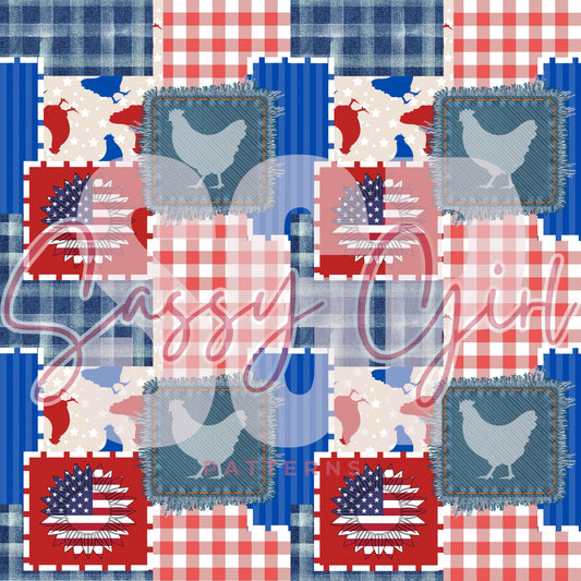 Rwb chicken patchwork flower