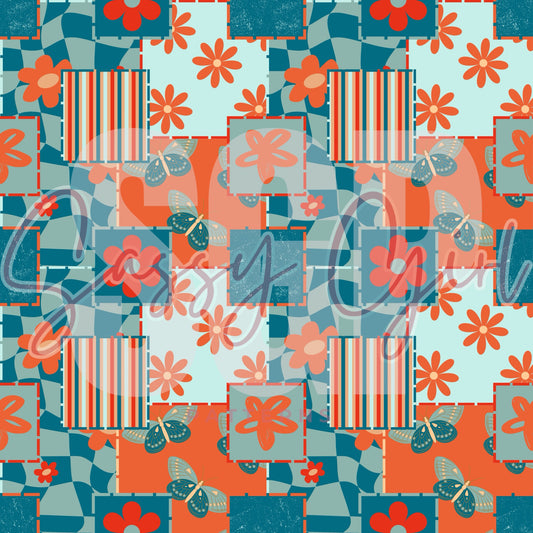 Teal orange patchwork