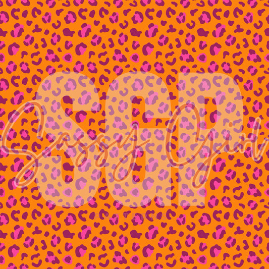 Orange pink cheetah cord