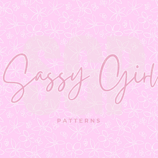 Light pink white flower outline