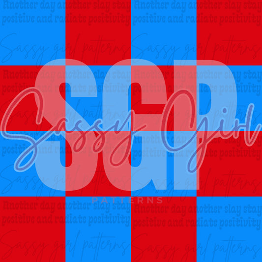 Blue and red checkered