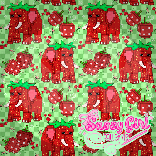 Pixel strawberry elephant