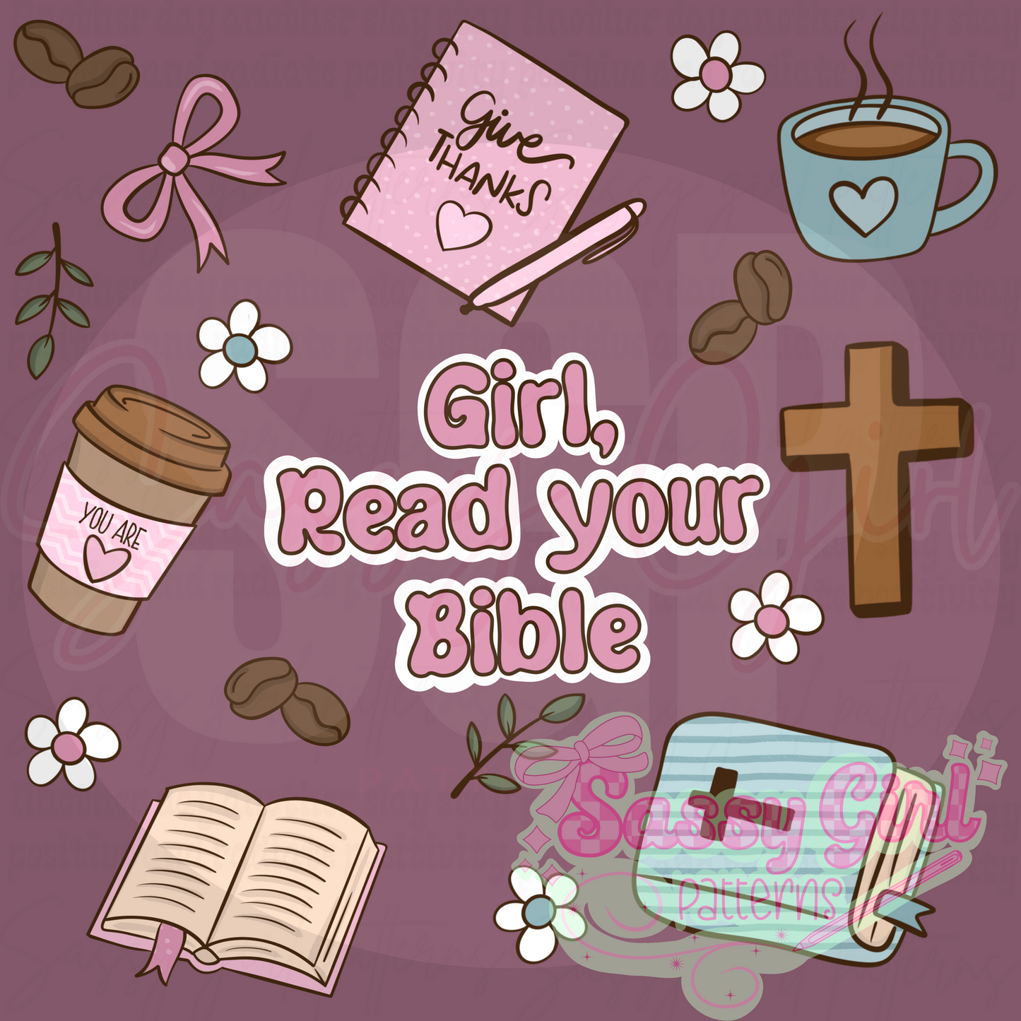 Girl read your bible PNG