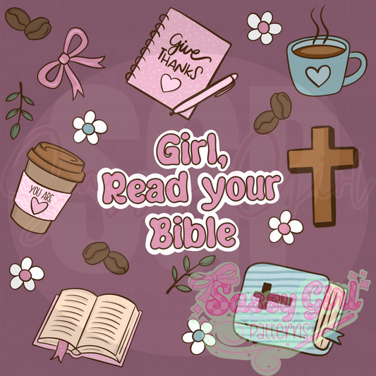Girl read your bible PNG