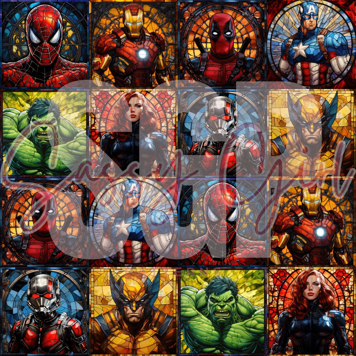 Marvel stained glass hero’s